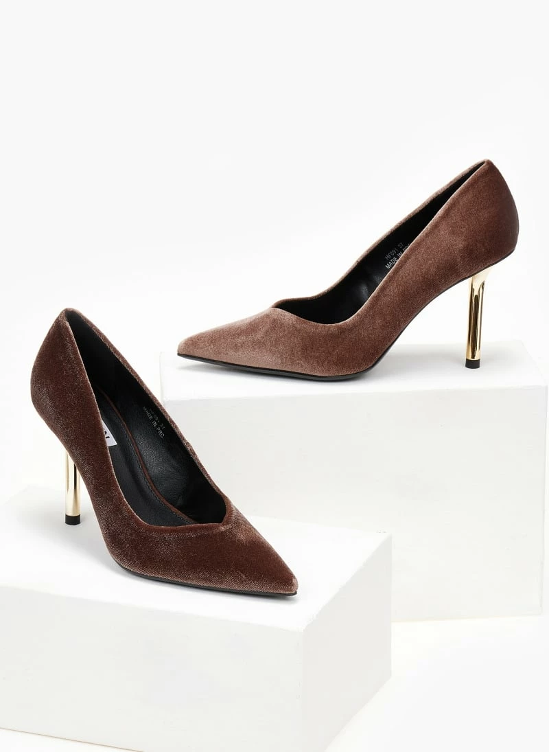 The Fashion Project Γόβες μυτερές βελουτέ - Πούρο - Image 6