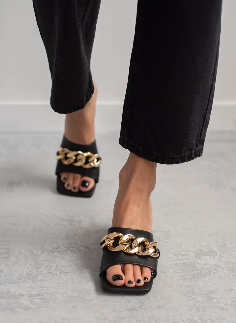 The Fashion Project Mules καρέ με αλυσίδα - Μαύρο