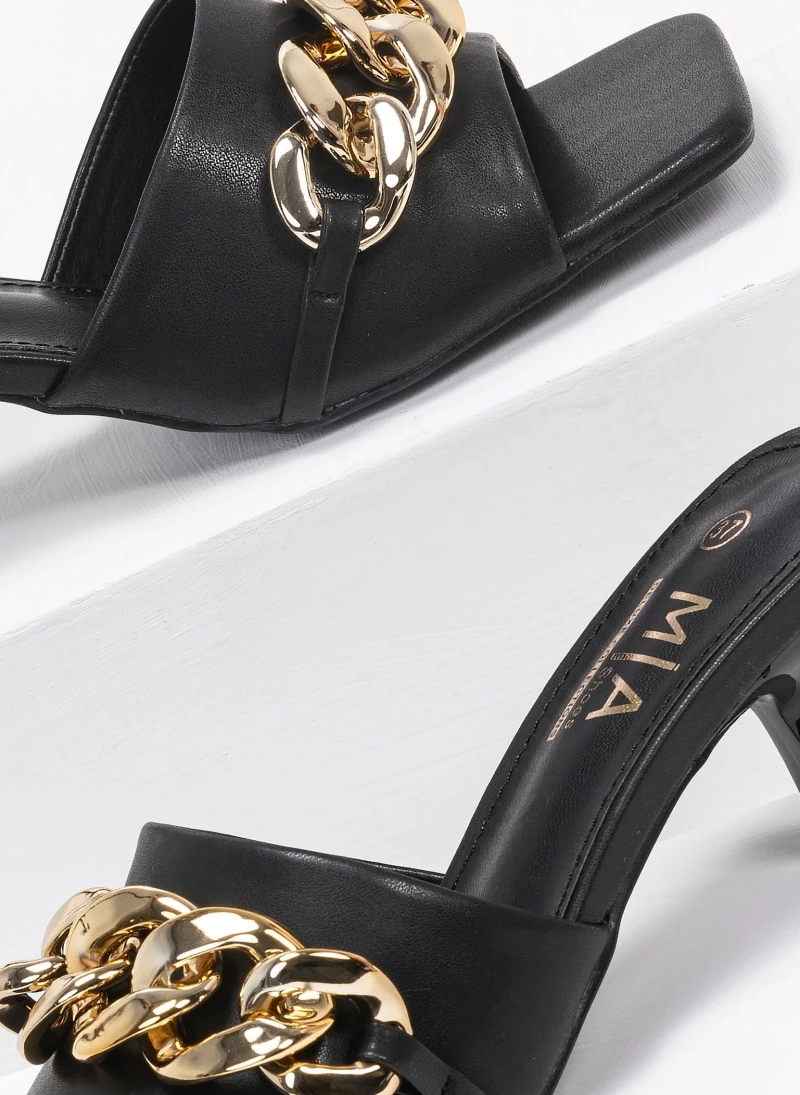 The Fashion Project Mules καρέ με αλυσίδα - Μαύρο - Image 5