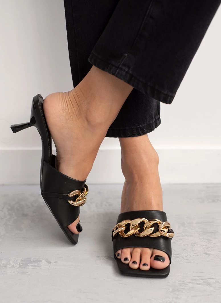 The Fashion Project Mules καρέ με αλυσίδα - Μαύρο - Image 4