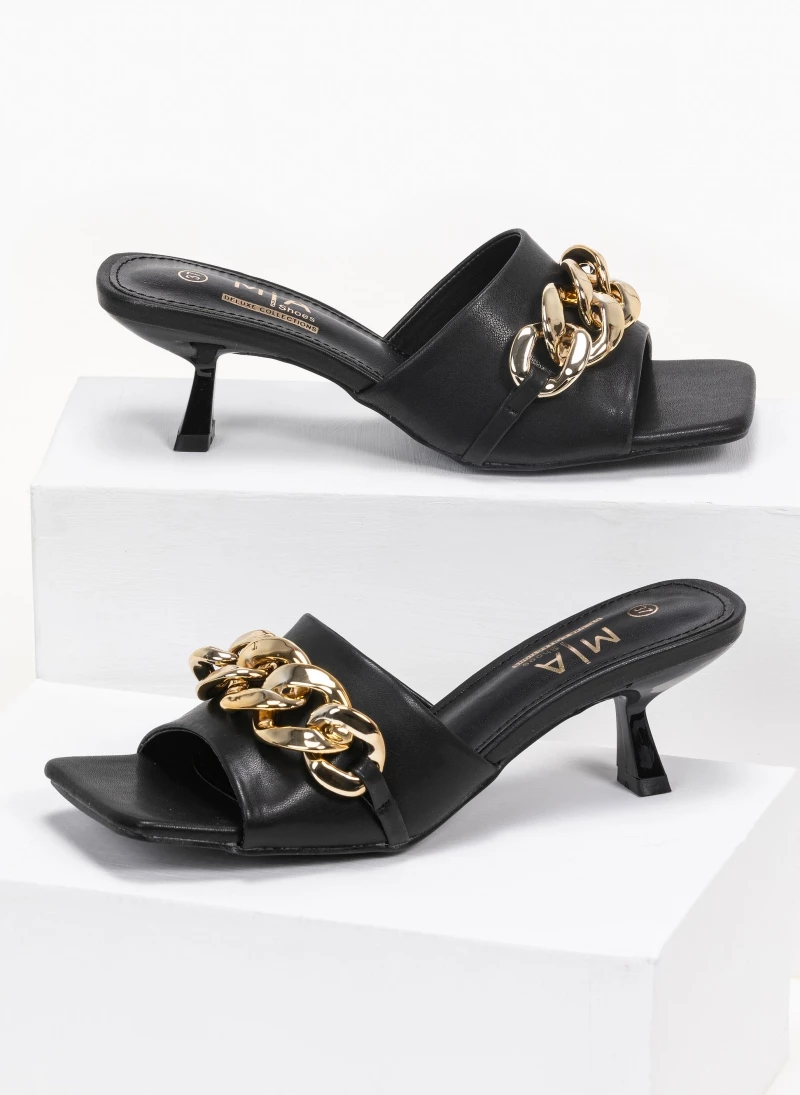 The Fashion Project Mules καρέ με αλυσίδα - Μαύρο - Image 3