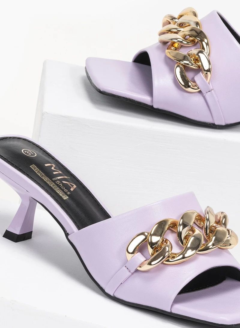 The Fashion Project Mules καρέ με αλυσίδα - Λιλά - Image 3