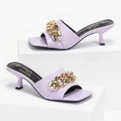The Fashion Project Mules καρέ με αλυσίδα - Λιλά