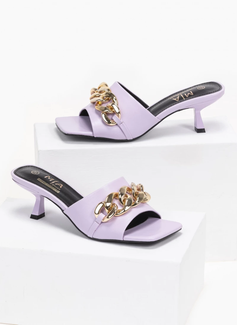 The Fashion Project Mules καρέ με αλυσίδα - Λιλά