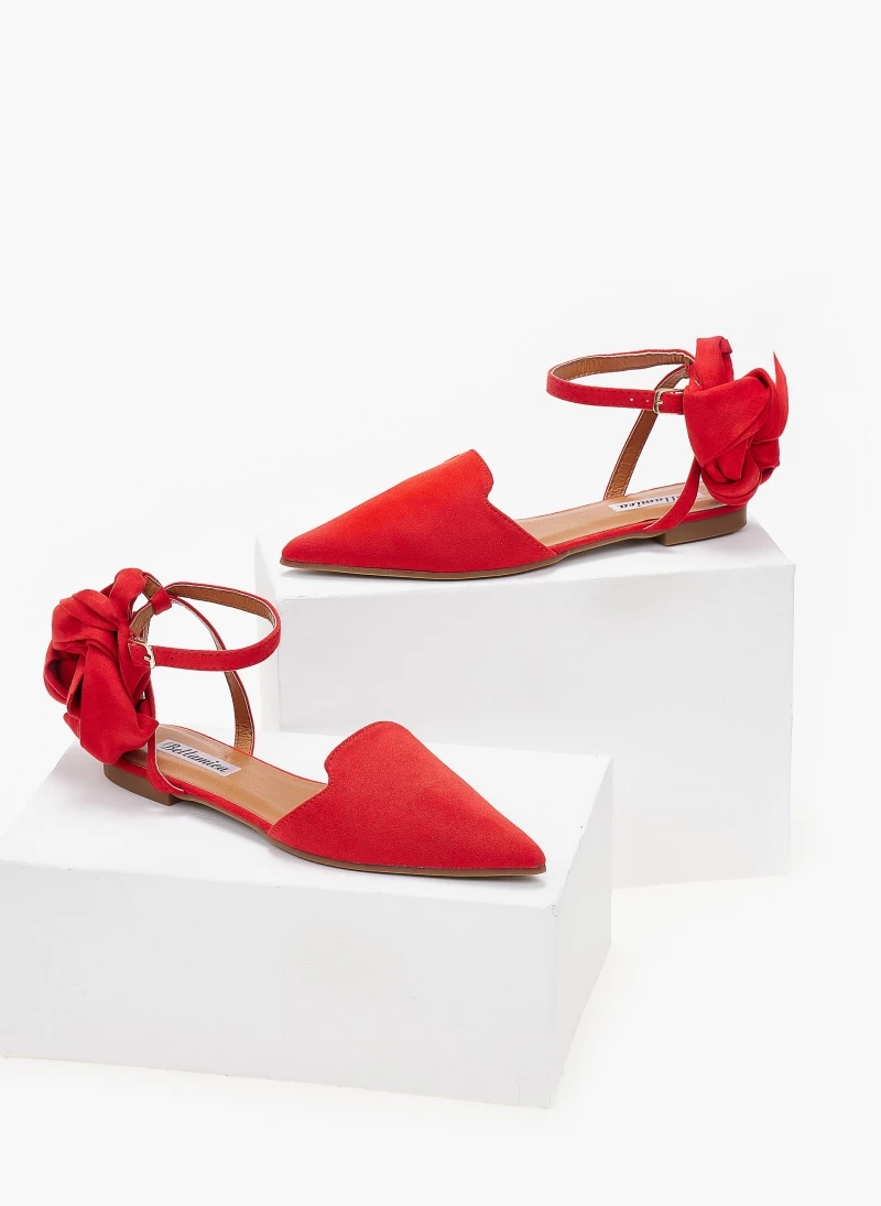 The Fashion Project Μπαλαρίνες Suede με Lace Up δέσιμο - Κόκκινο - Image 7