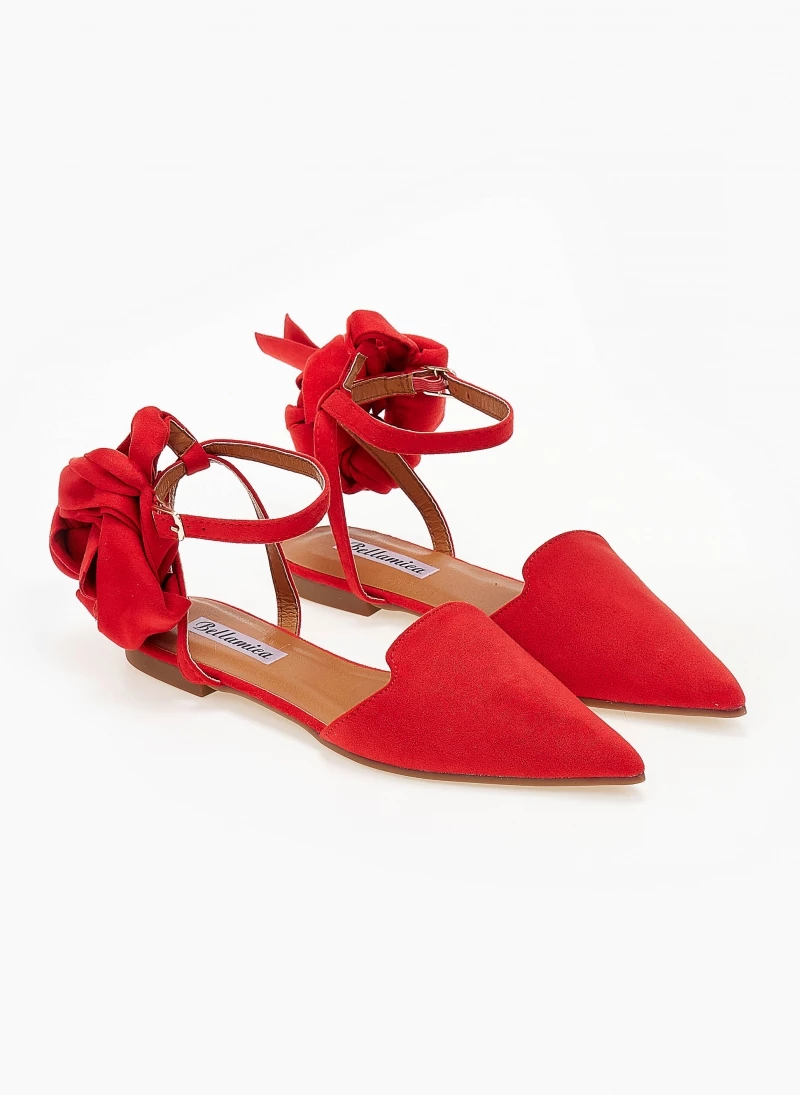 The Fashion Project Μπαλαρίνες Suede με Lace Up δέσιμο - Κόκκινο - Image 5