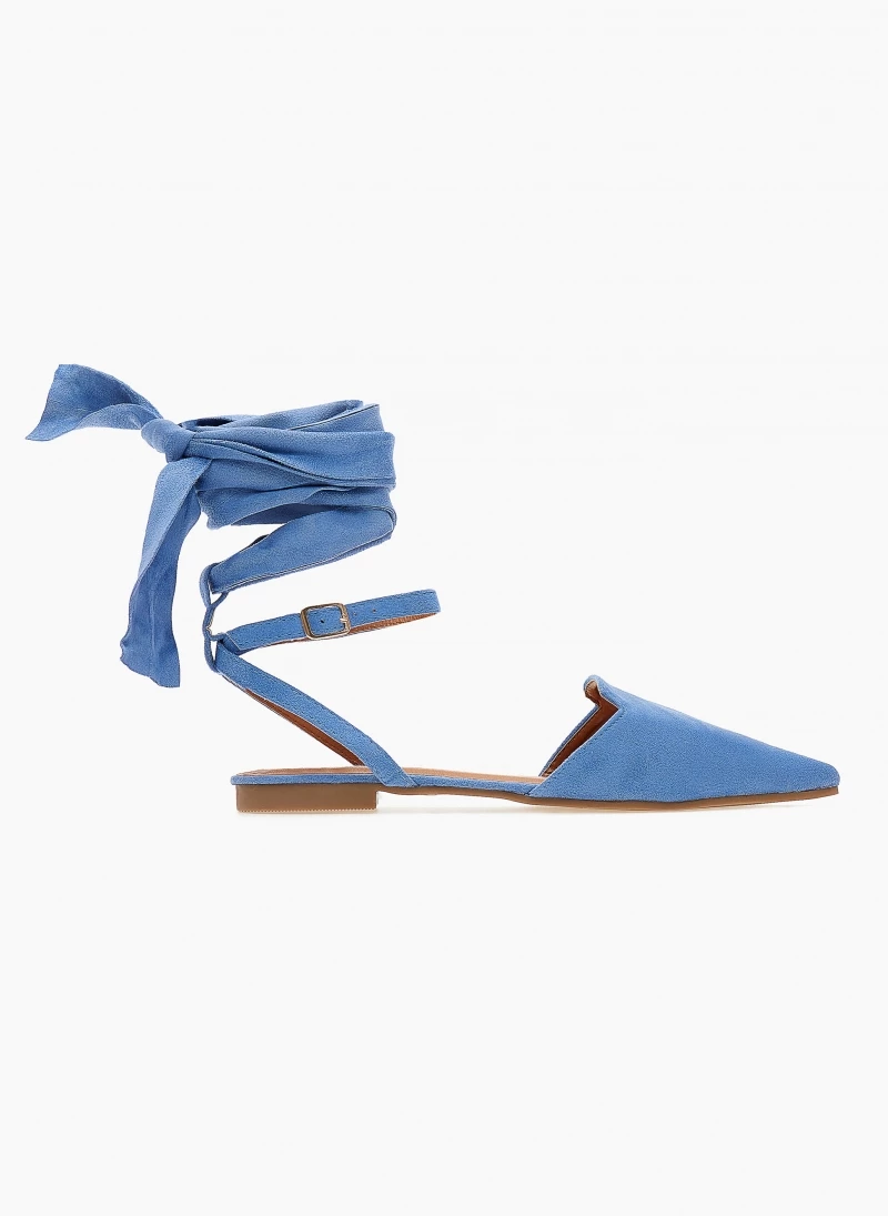 The Fashion Project Μπαλαρίνες Suede με Lace Up δέσιμο - Γαλάζιο - Image 2
