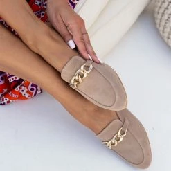 Mules καστόρινα με αλυσίδα Estil - Πούρο