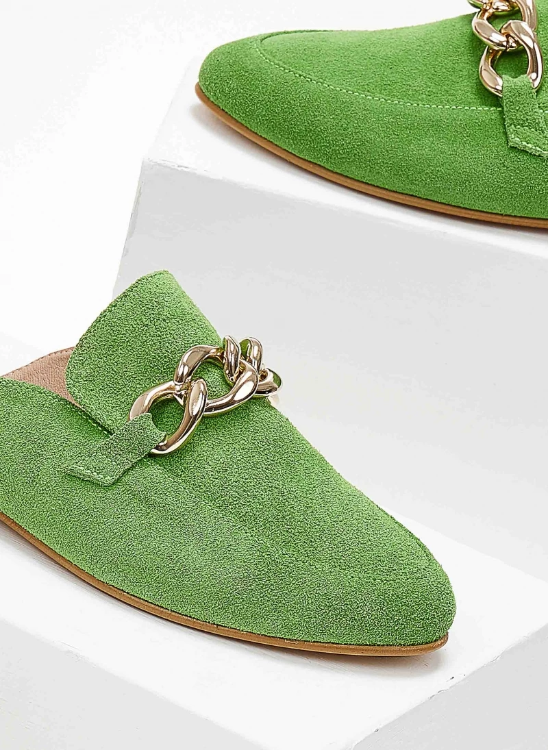 Mules καστόρινα με αλυσίδα Estil - Πράσινο - Image 3