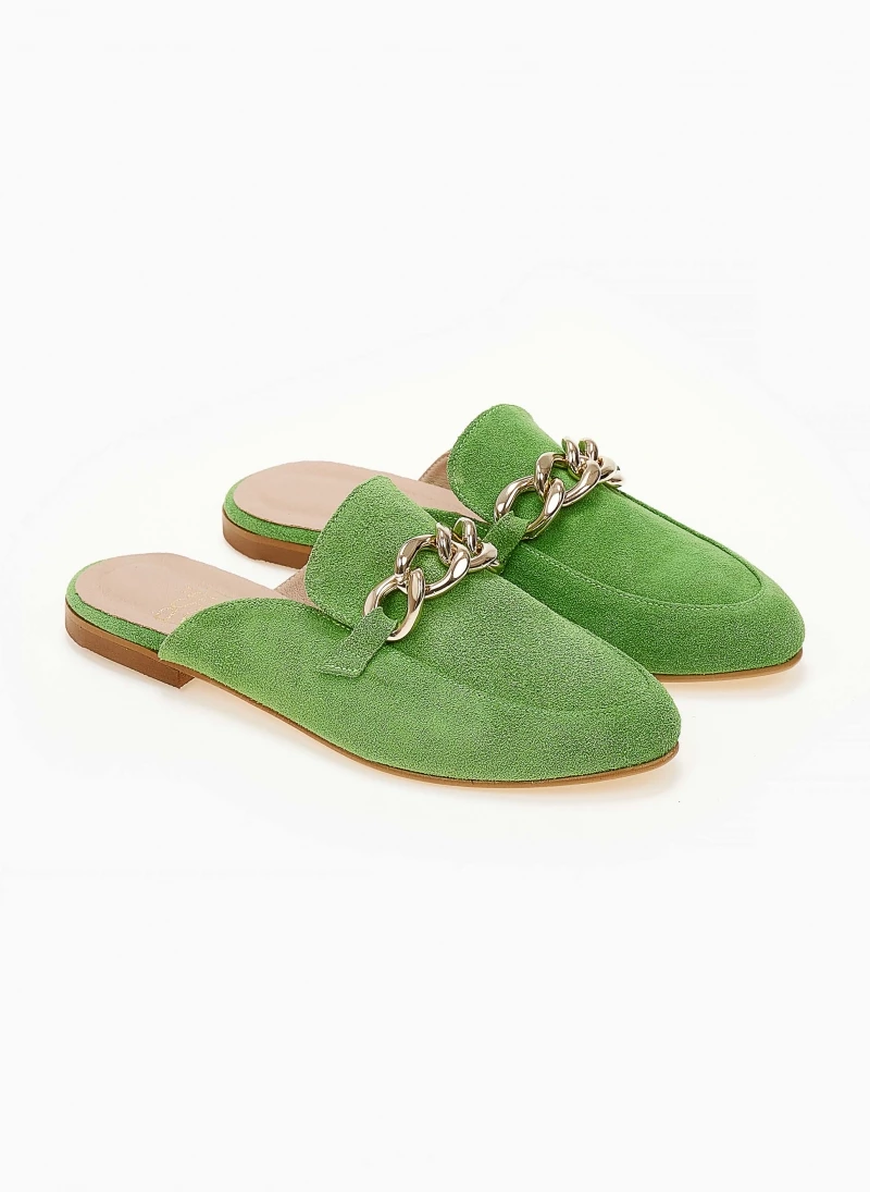 Mules καστόρινα με αλυσίδα Estil - Πράσινο - Image 6
