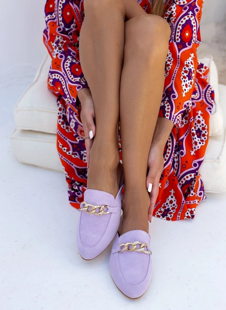 Mules καστόρινα με αλυσίδα Estil - Λιλά