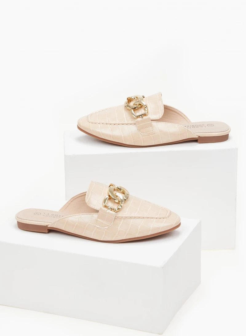 The Fashion Project Mules φλατ με Pattern κροκό - Μπεζ - Image 3