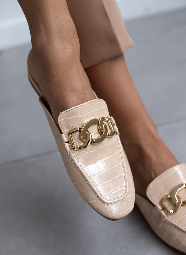 The Fashion Project Mules φλατ με Pattern κροκό - Μπεζ