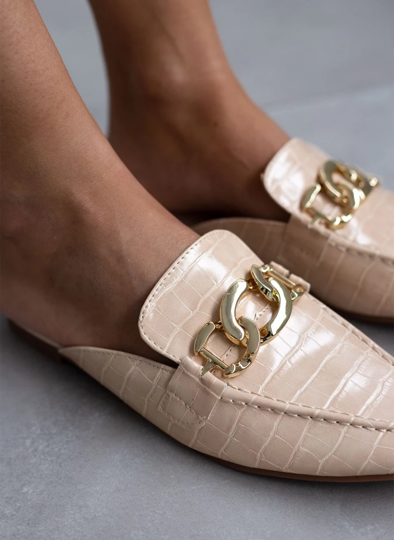 The Fashion Project Mules φλατ με Pattern κροκό - Μπεζ - Image 4