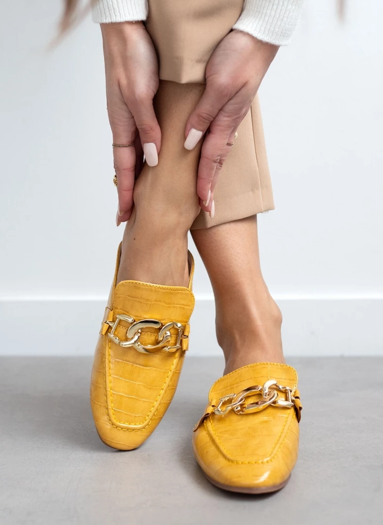 The Fashion Project Mules φλατ με Pattern κροκό - Μουσταρδί - Image 4