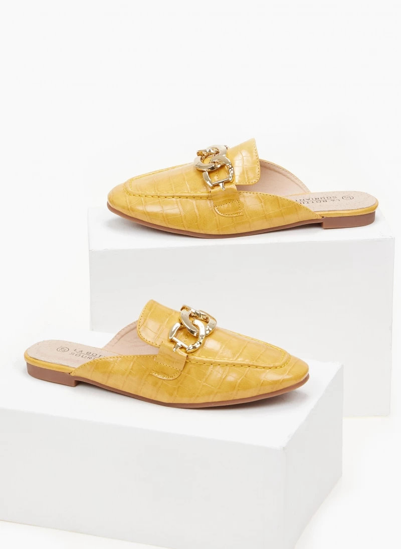 The Fashion Project Mules φλατ με Pattern κροκό - Μουσταρδί - Image 3