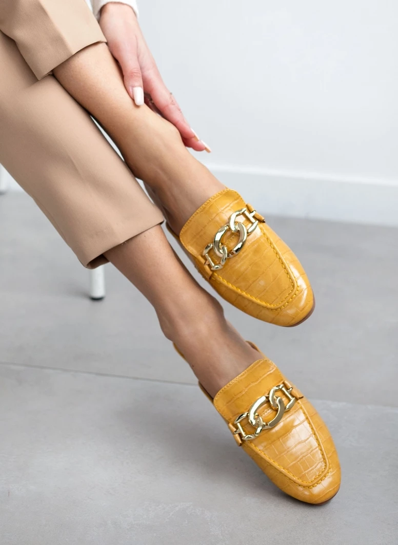 The Fashion Project Mules φλατ με Pattern κροκό - Μουσταρδί