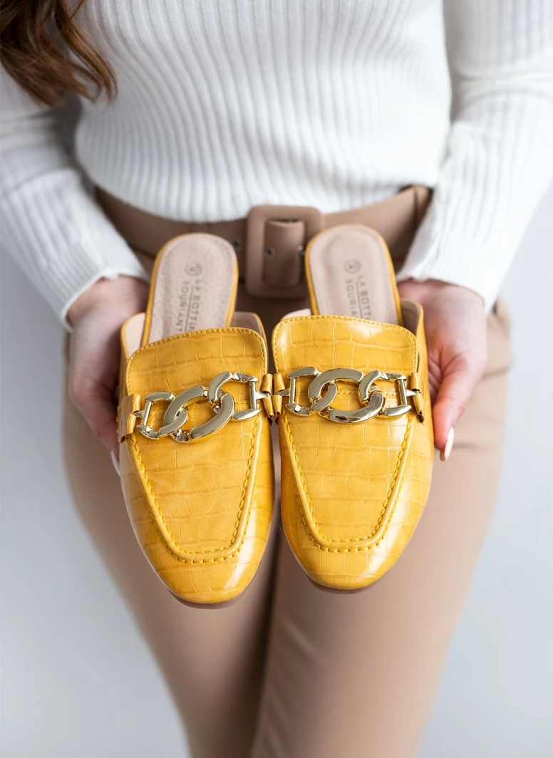 The Fashion Project Mules φλατ με Pattern κροκό - Μουσταρδί - Image 7