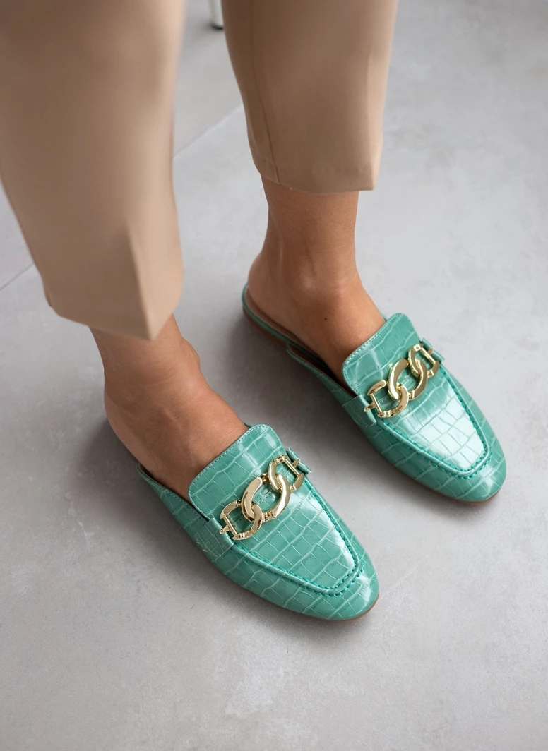 The Fashion Project Mules φλατ με Pattern κροκό - Μέντα - Image 4