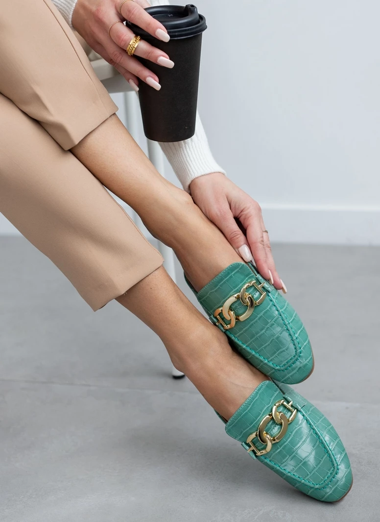 The Fashion Project Mules φλατ με Pattern κροκό - Μέντα