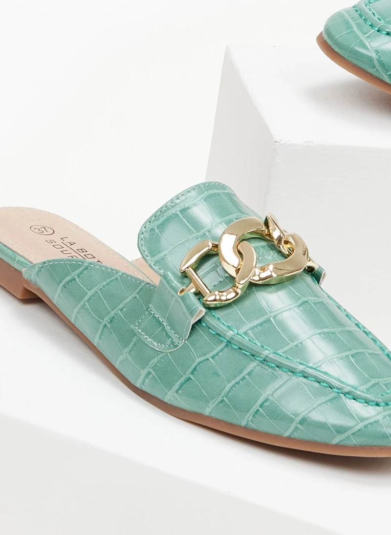 The Fashion Project Mules φλατ με Pattern κροκό - Μέντα - Image 5