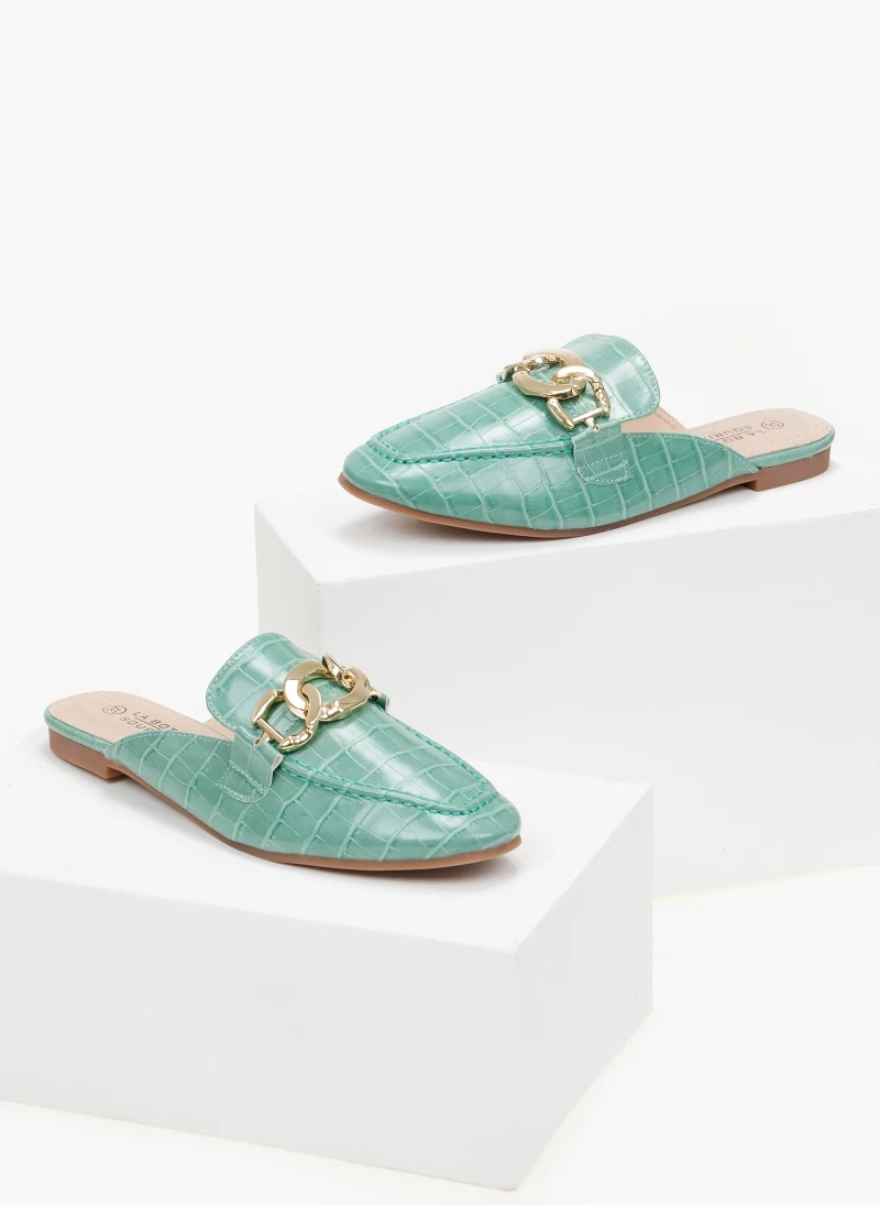 The Fashion Project Mules φλατ με Pattern κροκό - Μέντα - Image 6