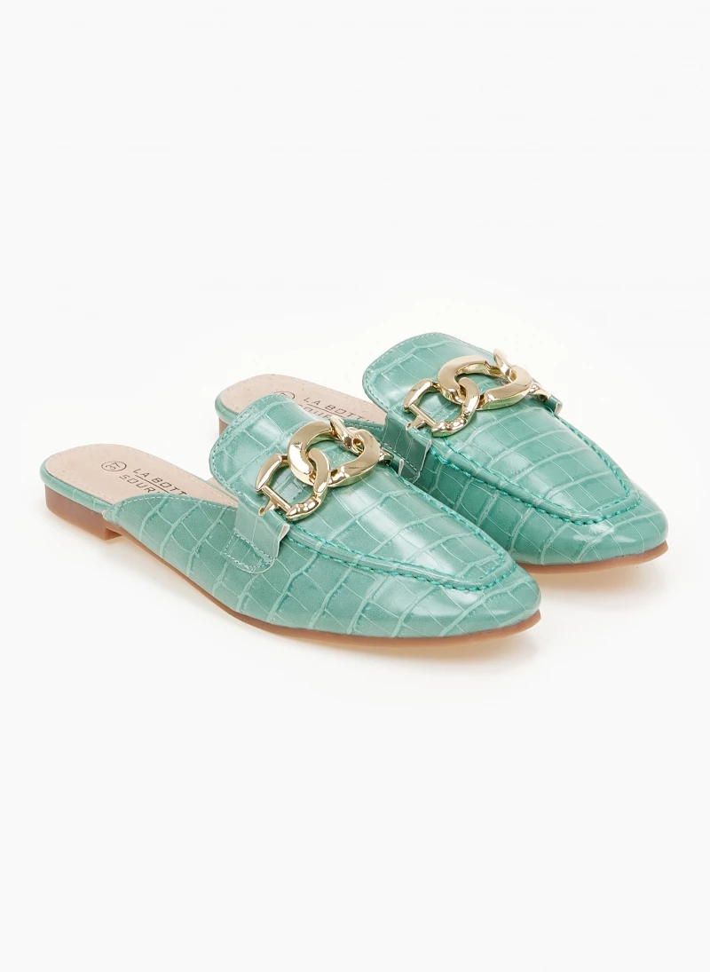 The Fashion Project Mules φλατ με Pattern κροκό - Μέντα - Image 3