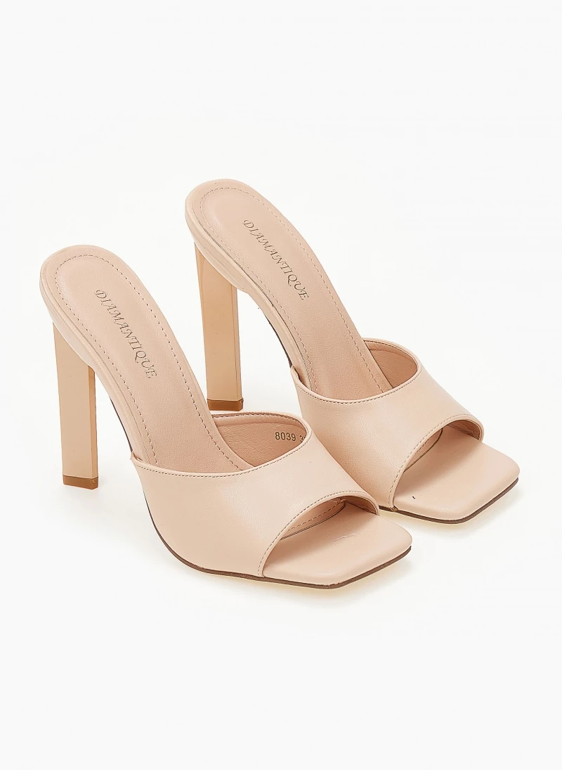 The Fashion Project Mules καρέ με γυαλιστερό τακούνι - Μπεζ - Image 5