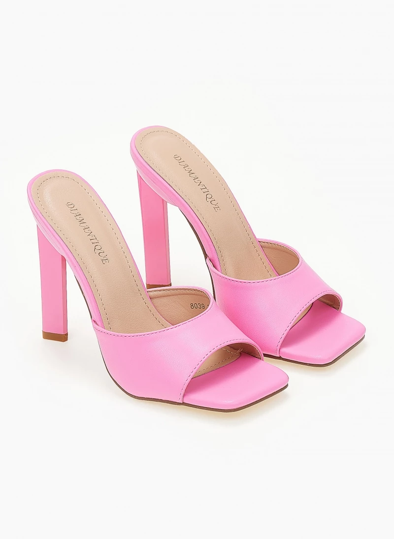 The Fashion Project Mules καρέ με γυαλιστερό τακούνι - Φούξια - Image 6