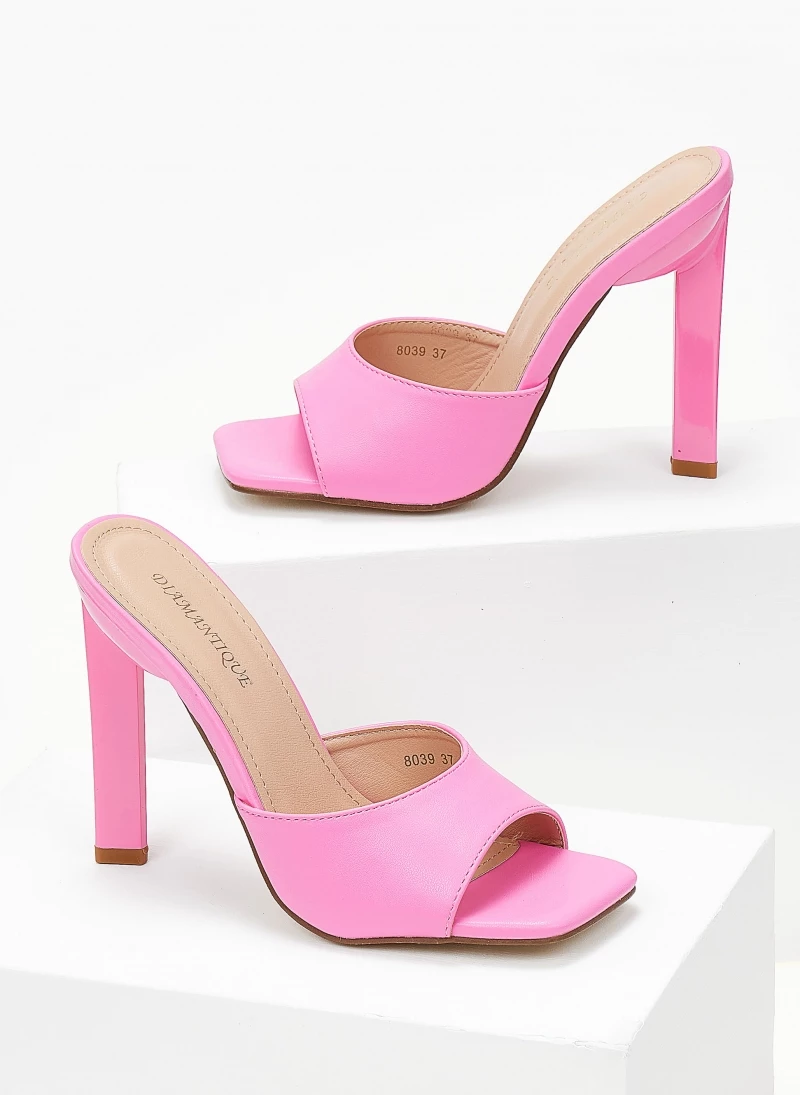 The Fashion Project Mules καρέ με γυαλιστερό τακούνι - Φούξια - Image 3