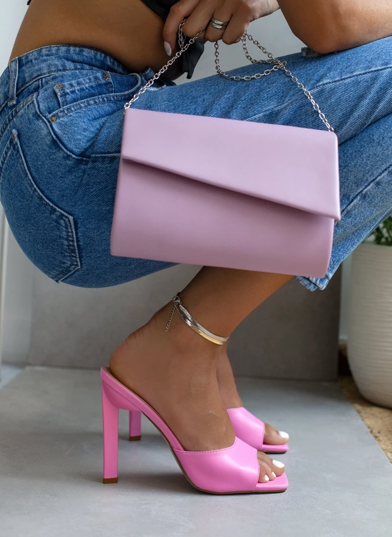 The Fashion Project Mules καρέ με γυαλιστερό τακούνι - Φούξια - Image 4