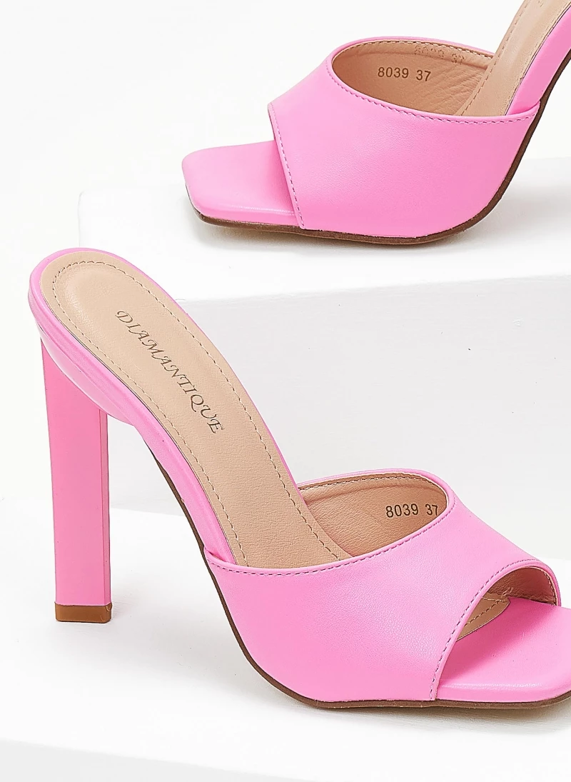 The Fashion Project Mules καρέ με γυαλιστερό τακούνι - Φούξια - Image 5