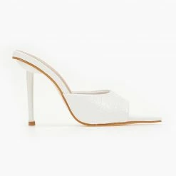 The Fashion Project Mules λουστρίνι κροκό με άνοιγμα - Λευκό