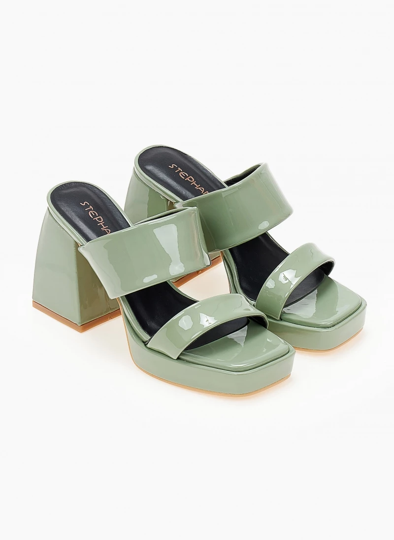 The Fashion Project Mules λουστρίνι με ιδιαίτερο τακούνι - Χακί - Image 6