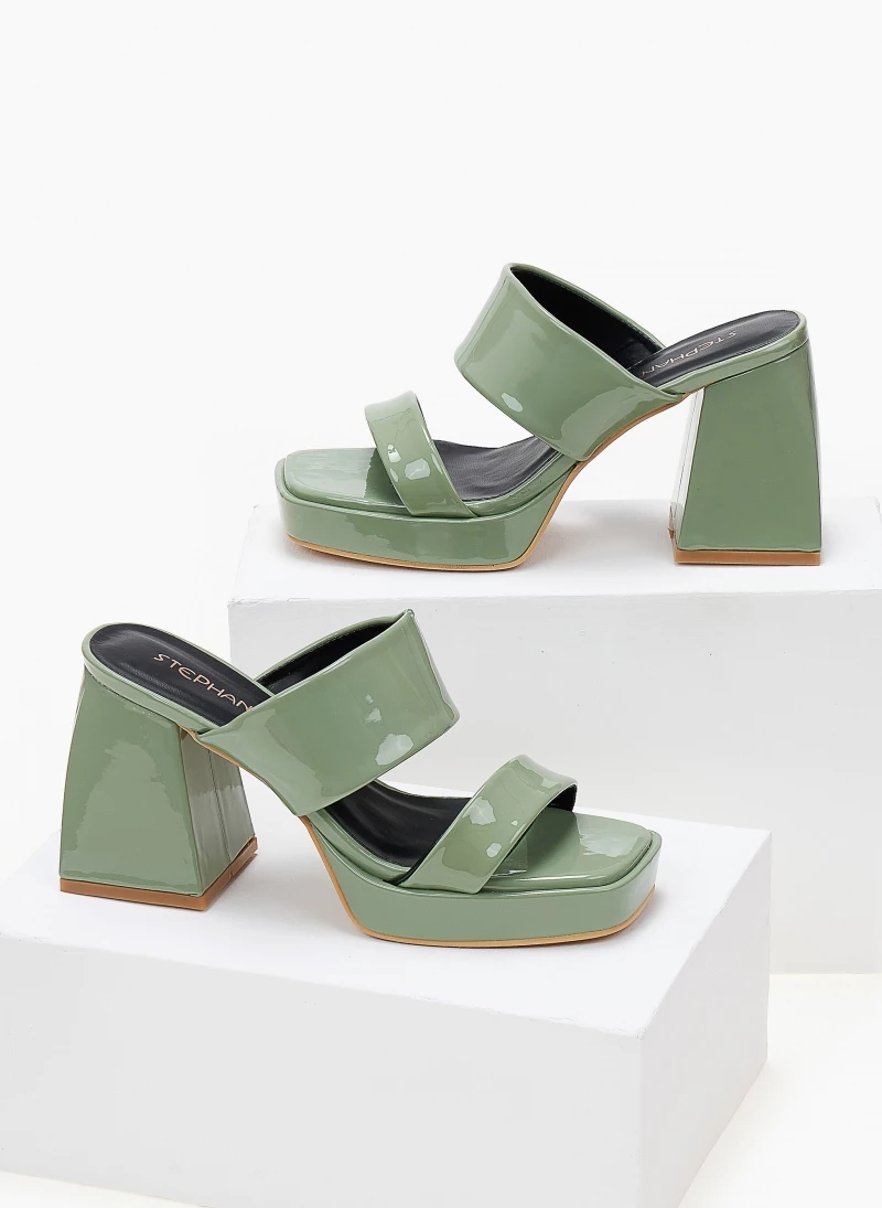 The Fashion Project Mules λουστρίνι με ιδιαίτερο τακούνι - Χακί - Image 5