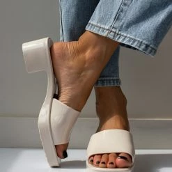 The Fashion Project Mules σε καρέ γραμμή - Μπεζ