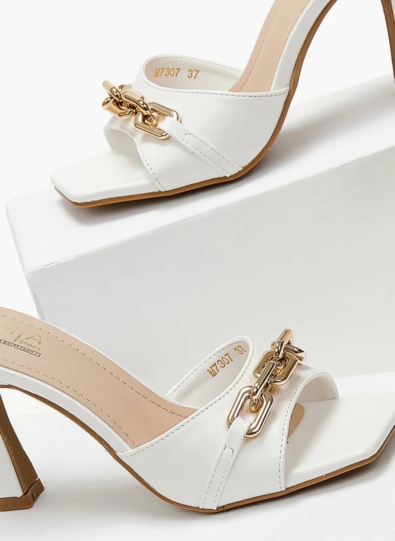 The Fashion Project Mules με αλυσίδα στη φάσα - Λευκό - Image 2