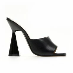 The Fashion Project Mules με γυαλιστερό τακούνι καμπάνα - Μαύρο