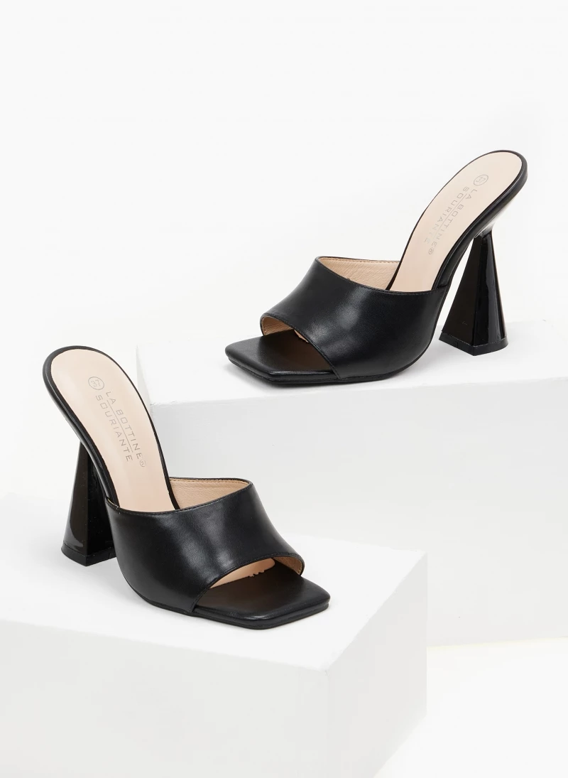 The Fashion Project Mules με γυαλιστερό τακούνι καμπάνα - Μαύρο - Image 4