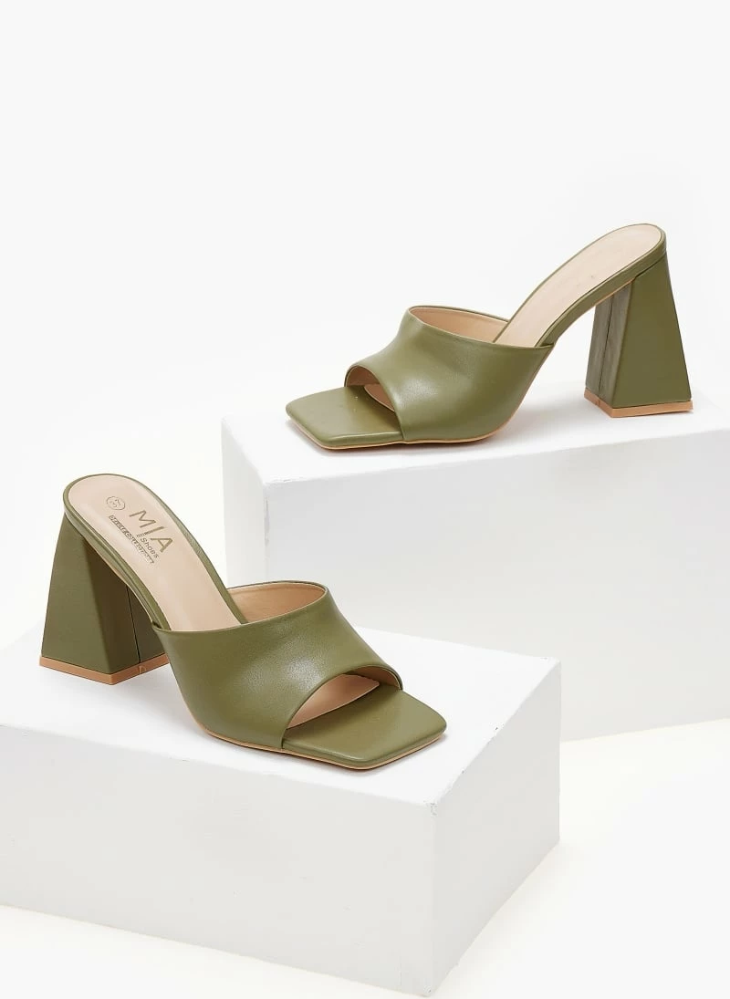 The Fashion Project Mules με ιδιαίτερο τακούνι - Λαδί - Image 3