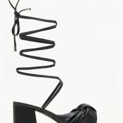 The Fashion Project Πέδιλα με λεπτά κορδόνια - Μαύρο