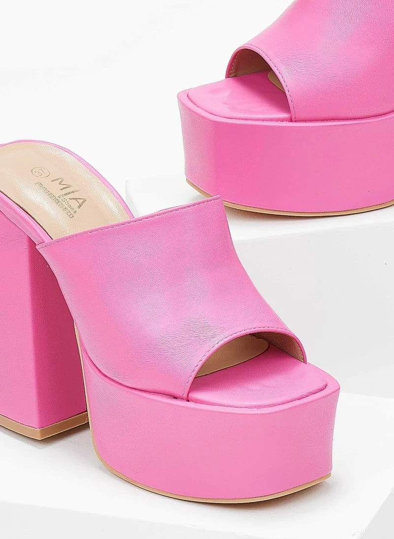 The Fashion Project Mules με Platform σόλα - Φούξια - Image 5