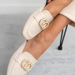 The Fashion Project Mules Flat με πλεκτό Pattern - Μπεζ