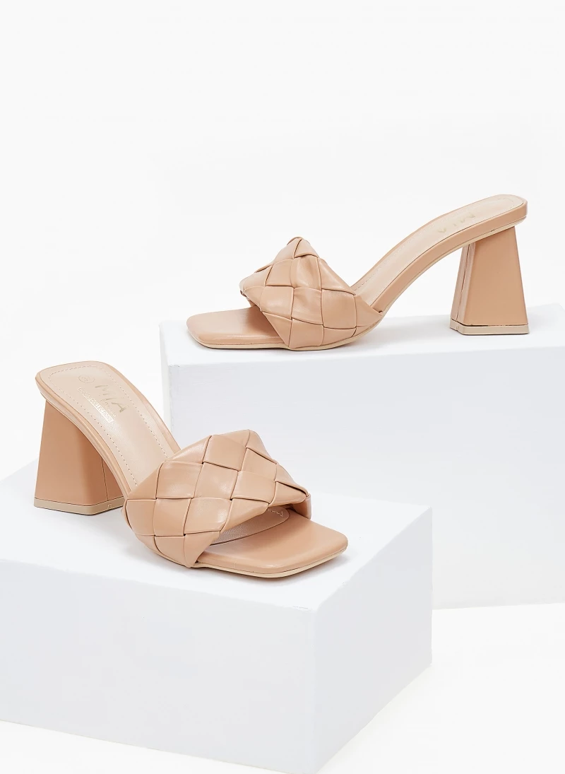 The Fashion Project Mules με πλεκτό σχέδιο στη φάσα - Μπεζ - Image 4