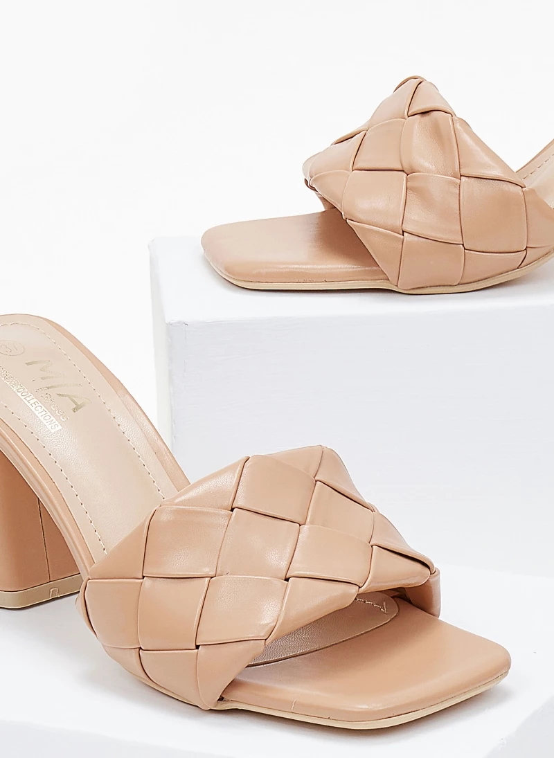 The Fashion Project Mules με πλεκτό σχέδιο στη φάσα - Μπεζ - Image 2