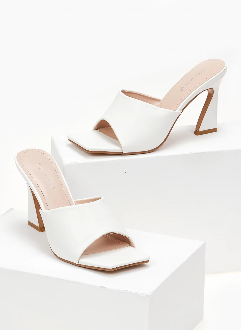 The Fashion Project Mules με ψηλό ιδιαίτερο τακούνι - Λευκό - Image 3