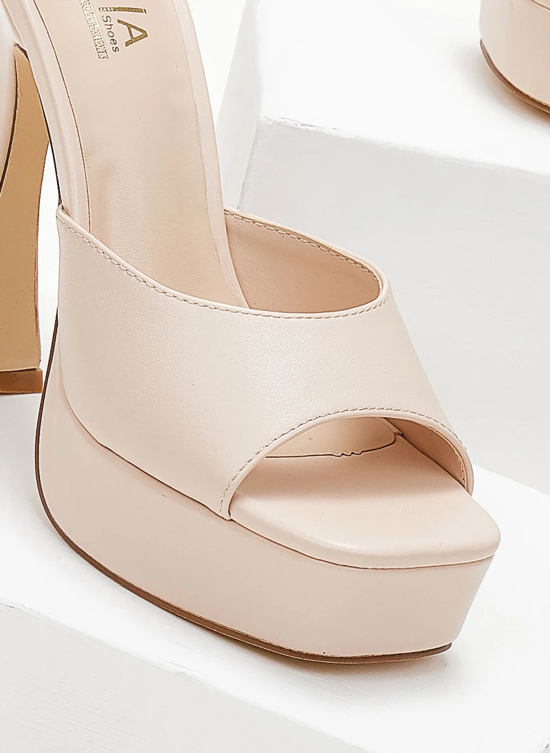 The Fashion Project Mules με τακούνι καμπάνα - Μπεζ - Image 6