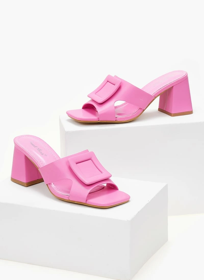 The Fashion Project Mules με τετράγωνη αγκράφα - Φούξια - Image 5