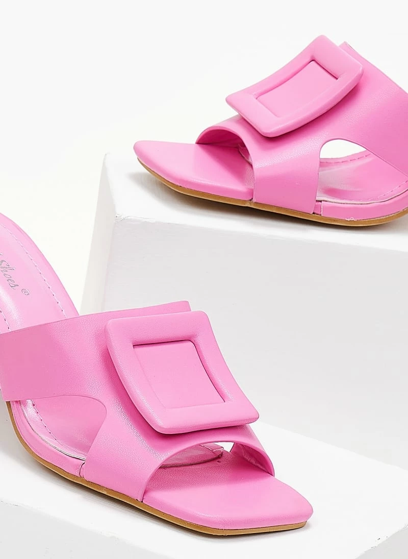 The Fashion Project Mules με τετράγωνη αγκράφα - Φούξια - Image 3