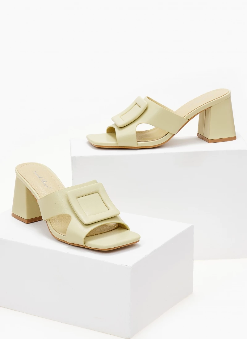 The Fashion Project Mules με τετράγωνη αγκράφα - Λαχανί - Image 5